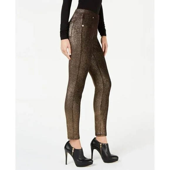 Michael Michael Kors Women's Metallic Black/Gold Foil Leggings - Medium - Picture 14 of 14